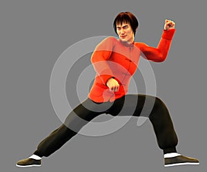 Chinese Kung Fu Master 3D Render