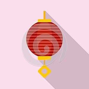 Chinese lamp icon, flat style