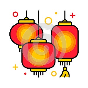 Chinese lamp vector, Chinese New year filled icon