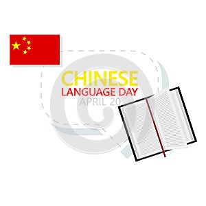 Chinese Language Day Flag and books to study