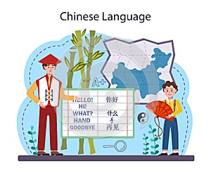 Chinese language learning concept. Language school chinese