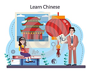 Chinese language learning concept. Language school chinese