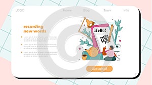 Chinese language learning web banner or landing page. Language school