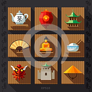 Chinese lantern flat icon vector