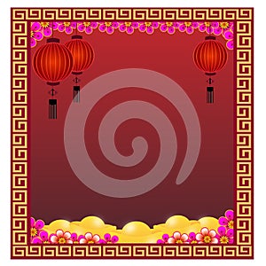 Chinese Lantern with golds - Illustration