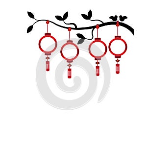 Chinese lantern in white background