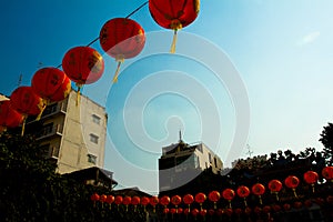 Chinese lanterns of Chinese New Year in Chinatown, Bangkok, Thai