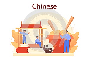 Chinese learning concept. Language school chinese course.