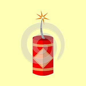 Chinese Lighted Firecracker Vector Illustration Graphic