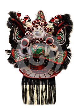 Chinese lion dance head mask isolated on white background, Chinese style,black.