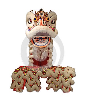 Chinese lion dance mask isolated on white background, Chinese style,stand up
