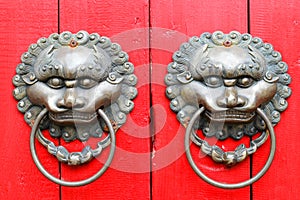 Chinese lion door knockers photo