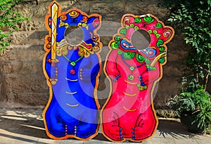 Chinese lion or foo dog Bixie or Pixiu standee photo props set f