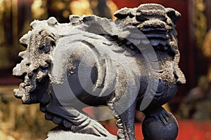 Chinese lion statue at Sam Kai Vui Kun, Kuan Tai Temple, Macau, China