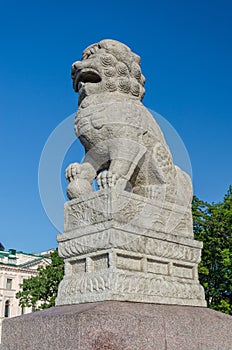 Chinese Lions Chi Tza at The Petrovskaya embankment.