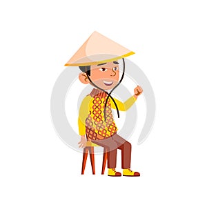chinese little boy in national theater cartoon vector