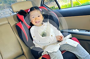 Chinese little girl in car