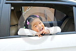Chinese little girl in car