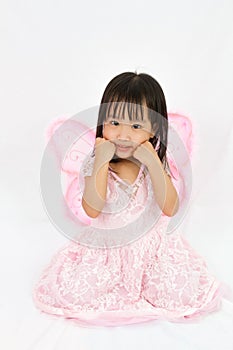 Chinese little girl wearing butterfly custome