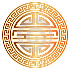 Chinese Longevity Symbol with Border vector Illustration