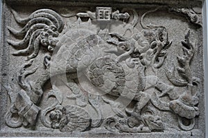 Chinese loong stone carving