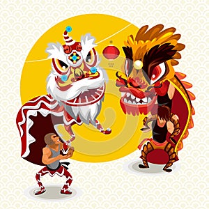 Chinese Lunar New Year Lion Dance Fight