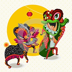 Chinese Lunar New Year Lion Dance Fight