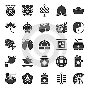 Chinese lunar new year solid icon set 1/2