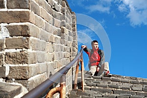 A Chinese man on China Badaling Great Wall