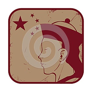 chinese man with hat. Vector illustration decorative design