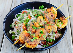 Grilled prawns with couscous salad photo