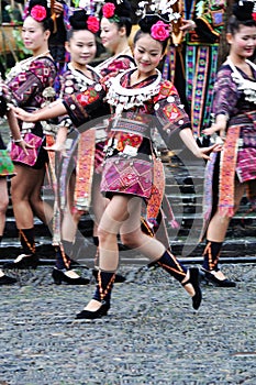 The chinese miao dancing