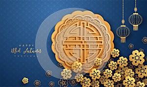 Chinese mid autumn festival background. The Chinese character