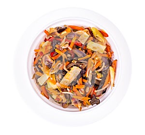 Chinese mix of vegetables with soybean sprouts, bamboo shoots