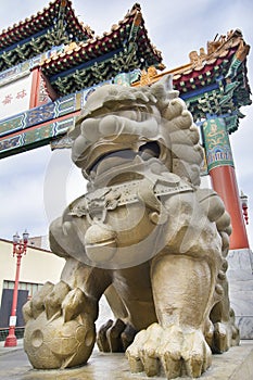 Chinese Mmale Foo Dog Guardian at Chinatown Gate