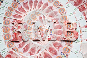Chinese money background, the bright block and circle bill note