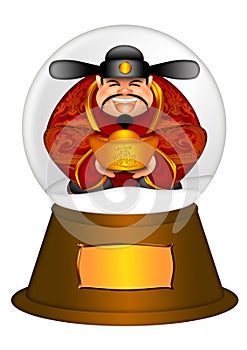 Chinese Money God in Water Snow Globe