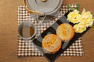 Chinese moon cake with tea ceremony