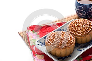 Chinese moon cake with tea ceremony