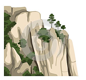 Chinese mountains. Isolated element for asian landscape. Realistic clipart.