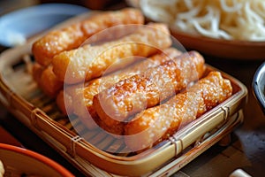 Chinese national dish youtiao on a plate