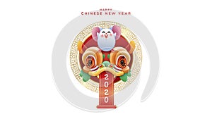 Chinese new year 2020 cute rat dragon animation