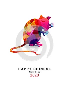 Chinese new year 2020 year of the rat colorful vector illustration