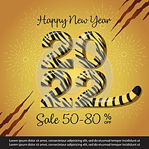 Chinese New Year 2022 Sale Banner Template. Vector image