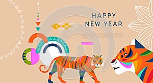 Chinese New Year 2022 tiger animal web template