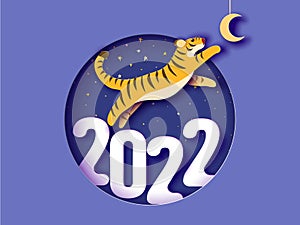 Chinese new year 2022 year of the tiger. Modern background design.