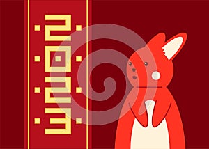 Chinese New Year 2023 of rabbit zodiac greeting banner vector flat illustration Asian lunar calendar