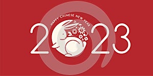 Chinese new year 2023 year of the rabbit - Chinese zodiac symbol, Lunar new year concept, modern background design