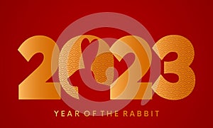 Chinese new year 2023 year of the rabbit or hare. Funny rabbit character. greeting card on traditional asian background