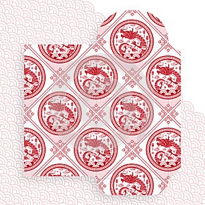 Chinese new year 2024 lucky red envelope money pocket for the year of the Dragon